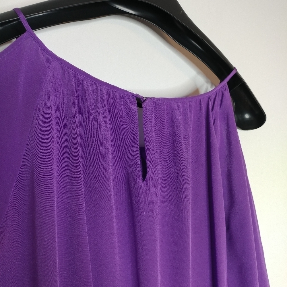 White House Black Market 100% Silk Shoulder Dress - Picture 7 of 9